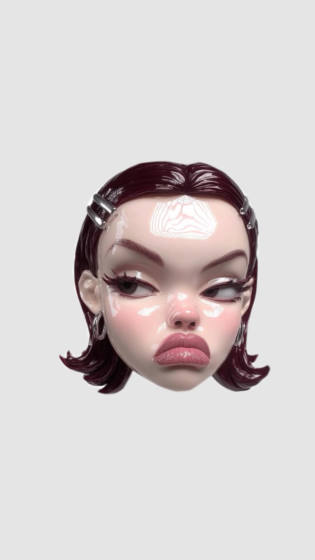 A small stylised head with a sharp expression